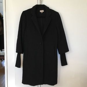 Renvy Textured Wool Coat in black